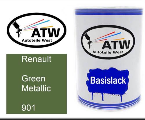 Renault, Green Metallic, 901: 500ml Lackdose, von ATW Autoteile West.